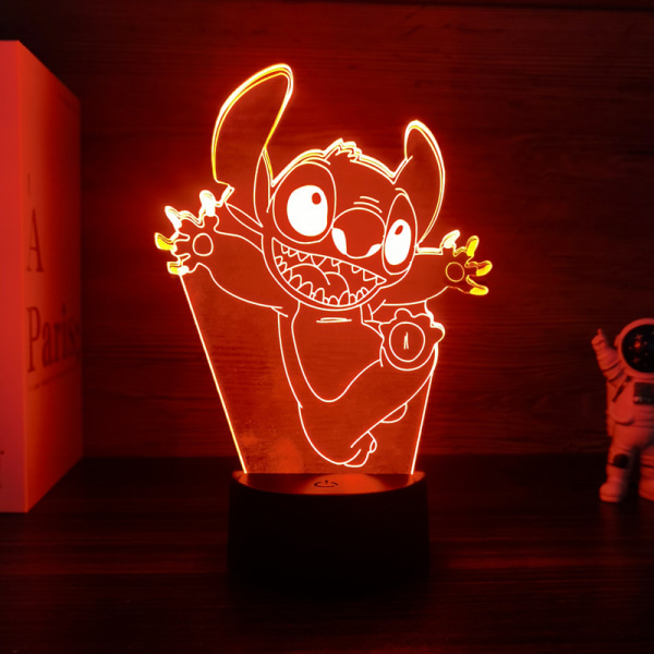 Cartoon Stitch Figurine 3D LED-ljus Barn LED-nattljus USB LED-bordslampa för sovrumsdekoration Julpresent crackles