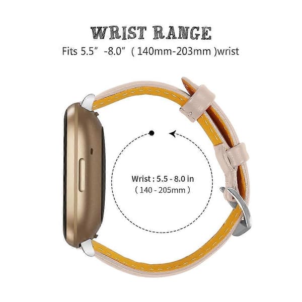 Ægte koskindslæder urrem til Fitbit Versa 4/Sense 2, 20 mm slank urrem - Grå Multicolor Apricot