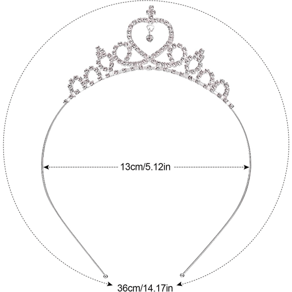 6st Rhinestone Princess Crown, Flickor Pannband Hårbåge, Kristall Hjärtformad Lättviktskrona, Festhuvudbonader Bröllopshårtillbehör för B