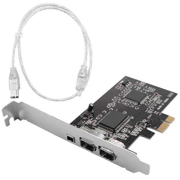 PCI Express X1 PCI-E FireWire 1394A IEEE1394 Controller Kort 3 Port til Desktop Black