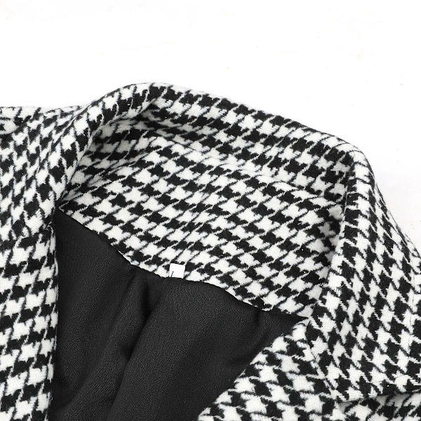 Yynuda Herr Svart Och Vit Rutig Dubbelknäppt 4 Knappars Slim Fit Casual Kavaj