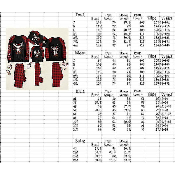 Julpyjamas Mamma Pappa Barn Jul Familj Matchande Sovkläder Festlig Pyjamas Set Mom-4XL
