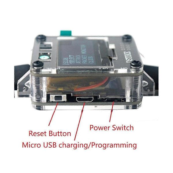 DEAUTHER WATCH SE Programmeringsklokke Nodemcu ESP8266 Programmerbart Utviklingskort Black