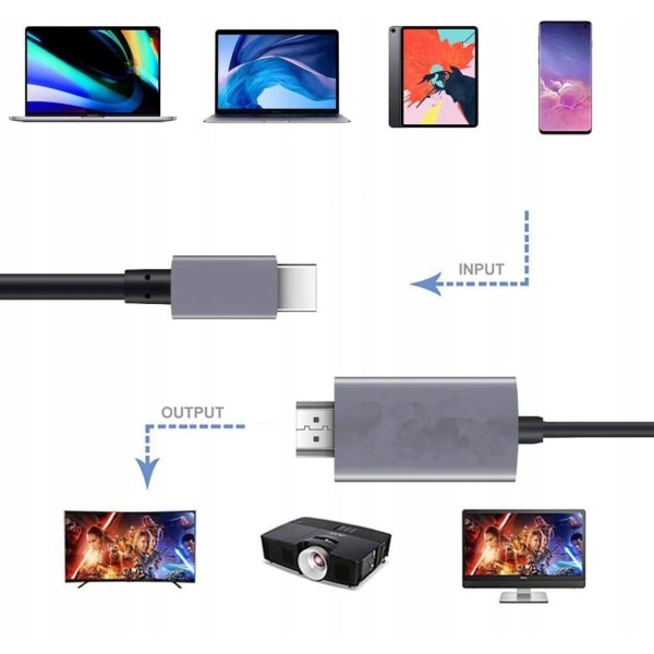 USB-C 3.1 Typ C till HDMI 4K MHL Adapterkabel 2m, JL2308