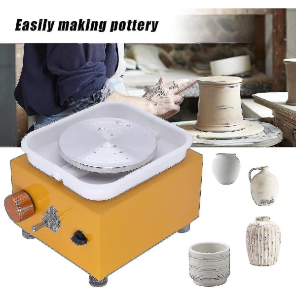 Mini keramikhjul, elektrisk keramikmaskin 2000 rpm Keramisk hjulmaskin Drevskiva diy lerverktyg med avtagbar abs-bassäng, 10 cm keramikplatta