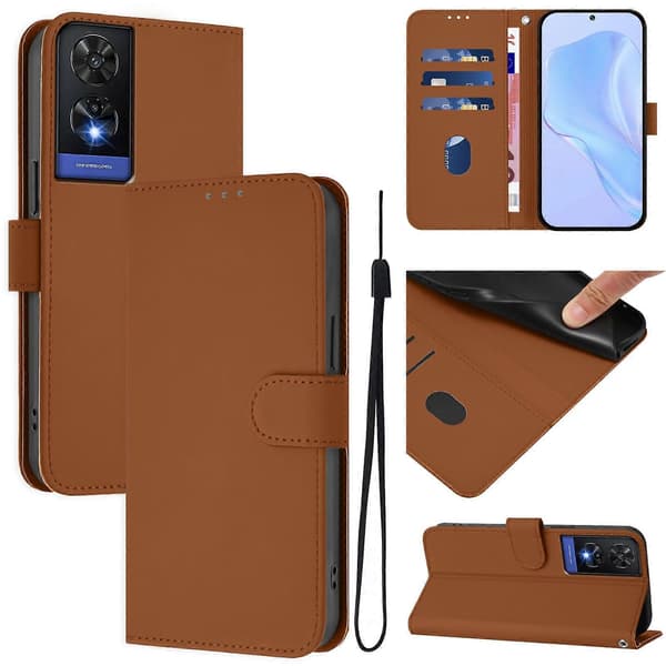 Ensfarvet PU-etui til TCL 505 Brown