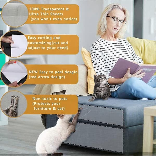 6-pack Repskydd Soffa Katt, 45 cm x 30 cm, Transparent Kattskydds Möbel