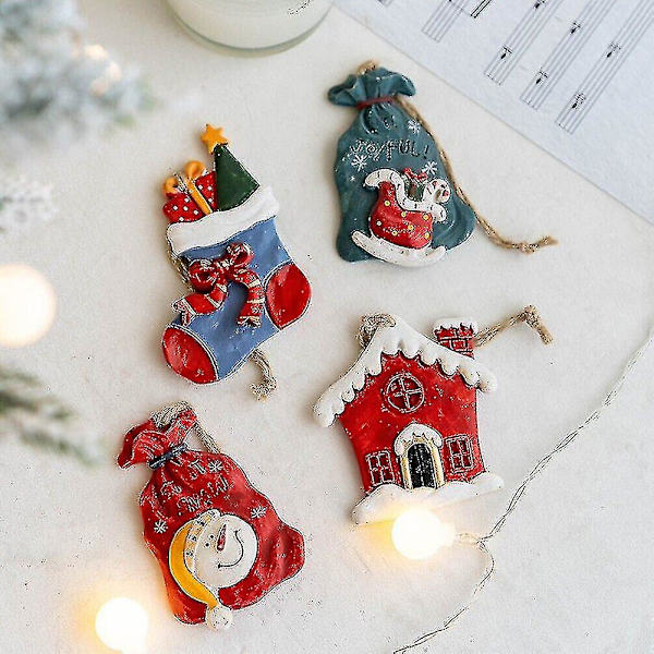 Hängande Ornament i Resin Julgran Hängande R Mini Jultomte Hängen (röd) (1 st)