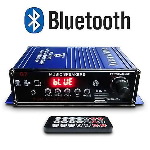 400w Bluetooth Hifi Power Amplifier Audio Digital Stereo Fm Amp med fjärrkontroll Blue