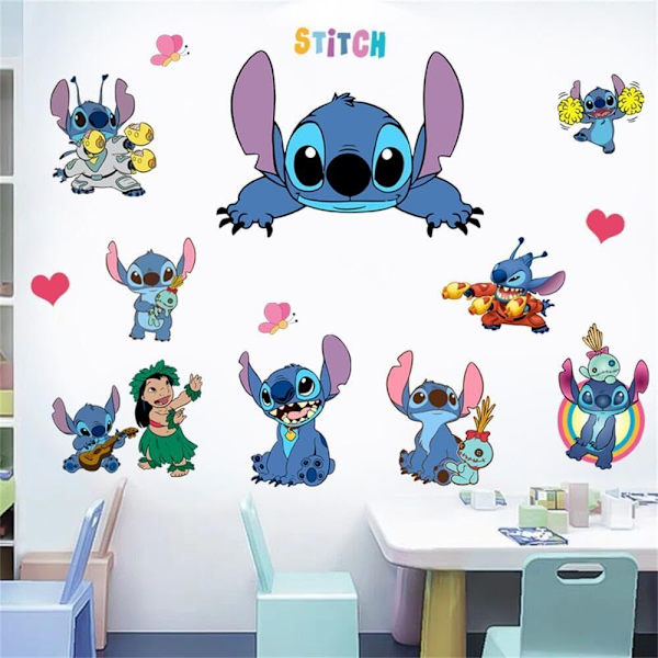 {YM}Lilo och Stitch Väggdekaler Barn Tecknad Väggkonst Stitch Vägg