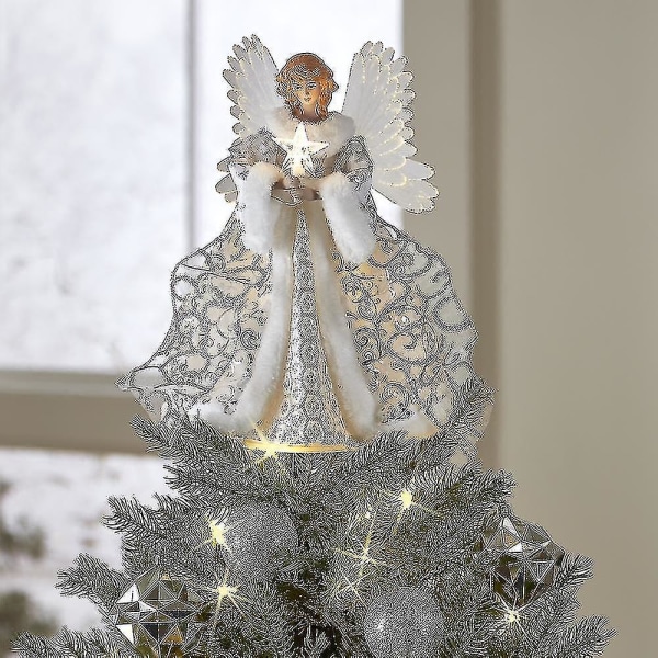 Christmas Tree Toppers - Akryl, White Angel Topper Fairy Treetop hängsmycke för dekorationer, ornament och festlig heminredning, One Size(1st-25x25)