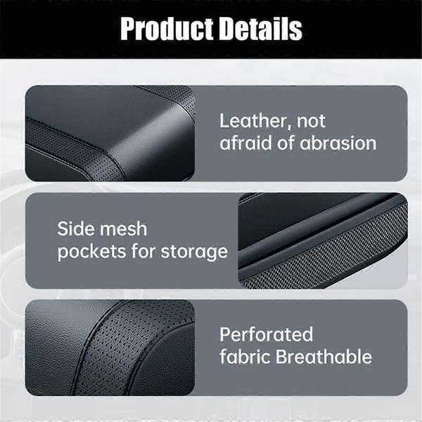 Universal Bil Armlene Boosterpute, Ny Memory Bomull Bil Armlene Bokspute Auto Senterkonsollpute Black