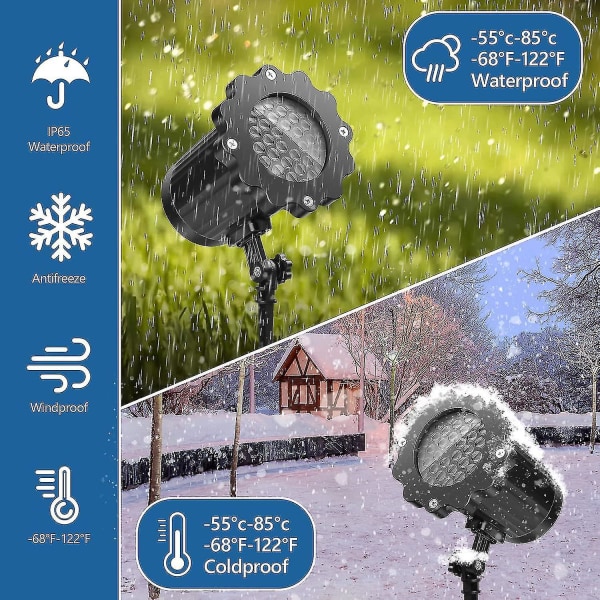 Julsnöflinga projektorlampor väderbeständig led snöfallsljus utomhus uteplats Trädgård dekorativ belysning till jul Without Remote Control US PLUG