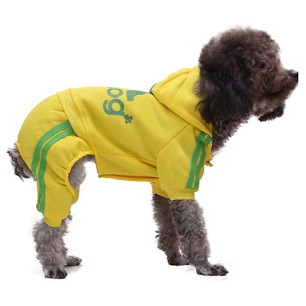 4 Ben Pet Hund Kläder Katt Valp Kappa Sport Hoodies Varm tröja Jacka Kläder Yellow XL