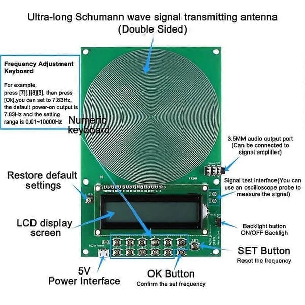 Healflux Custom Frequency Generator V2, Schumann Resonance Generator Green