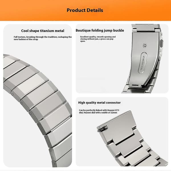 22mm Universal Klockarmband i Titanlegering Bambusegment - Multicolor Titanium Grey
