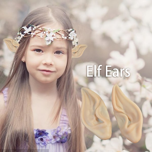 Elf Ear Soft Pixies Ears Välgjorda Utmärkt utförande Fairy Ear Vackra drömmande vampyröron Dress Up Cosplay Tillbehör Beige