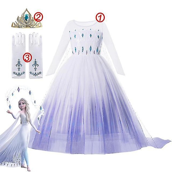 Flickans Frozen Prinsessklänning: Sekvenserad Mesh-bollklänning för Cosplay som Elsa eller Anna