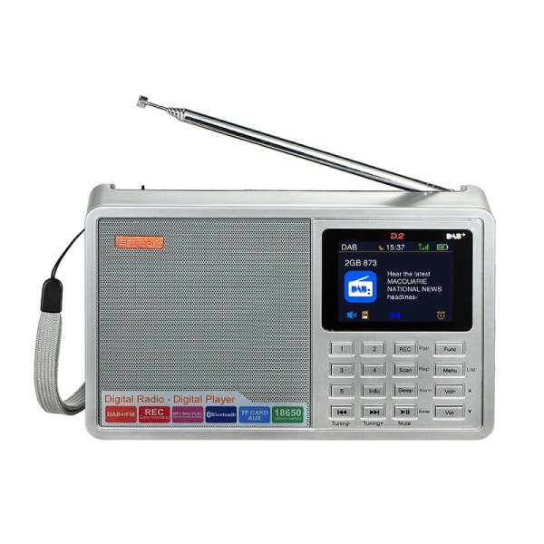 D2 bärbar DAB-radio digital FM-radio Bluetooth stereohögtalare MP3-inspelningshörlurar USB uppladdningsbar väckarklocka