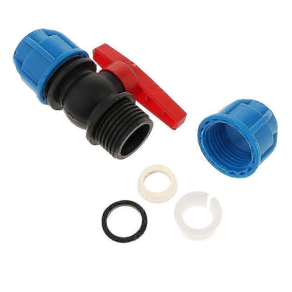 Slangekuleventilkobling, 20 mm rett rør-adapterfitting i plast 20mm Plastic Core