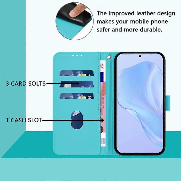 PU-deksel i solid farge for Redmi Note 14 Pro 5G / 14 Pro+ 5G Lake Blue