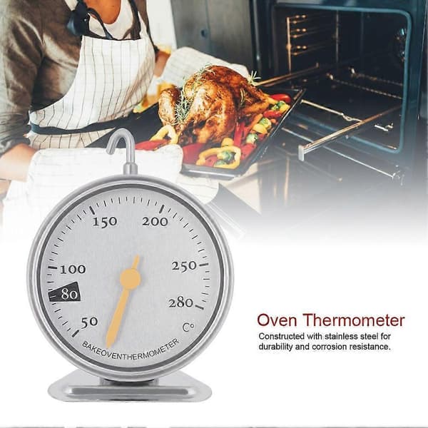 Ovntermometer i rustfrit stål med stor urskive, køkkenovntermometer 50℃ til 280℃