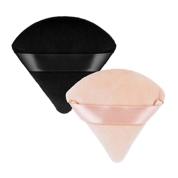 2st Powder Puff Triangel Makeup Puff Mjuk kosmetisk svamp Återanvändbar Makeup Powder Svampar med rem för löst pulver B