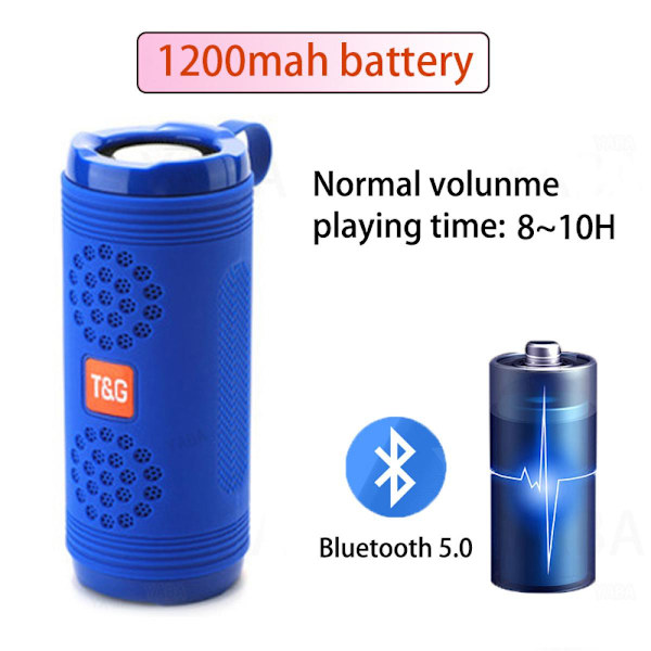 Bärbara Bluetooth-högtalare Trådlös Bass Column Vattentät Utomhus USB-högtalare Stöd AUX TF Subwoofer | Bärbara högtalare (blå)