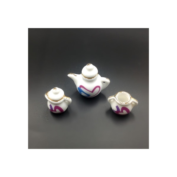 15 st Dockhus Miniatyr keramiskt hjärta Printing Pot Kopp Kaffe Te Set