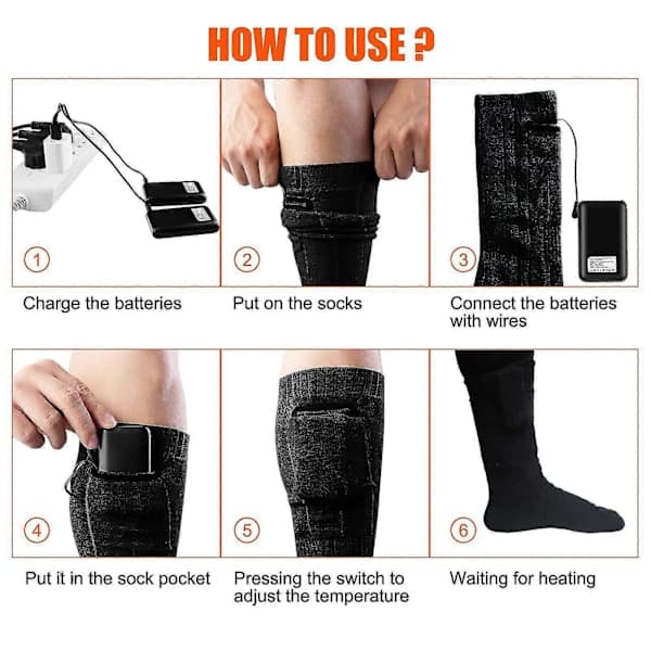 {YM} Heated Socks Winter Warm Long Thick USB Rechargeable Heating Socks 3v 3v