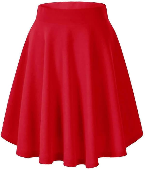 Basic allsidig elastisk avslappet mini skater-skjørt for kvinner red XL