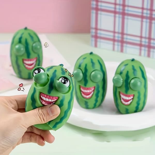 2D Fladt Design, Sjovt Squishy Vandmelon Legetøj Der Bringer Latter - Lavet af Holdbart Gummi Exploding eye watermelon