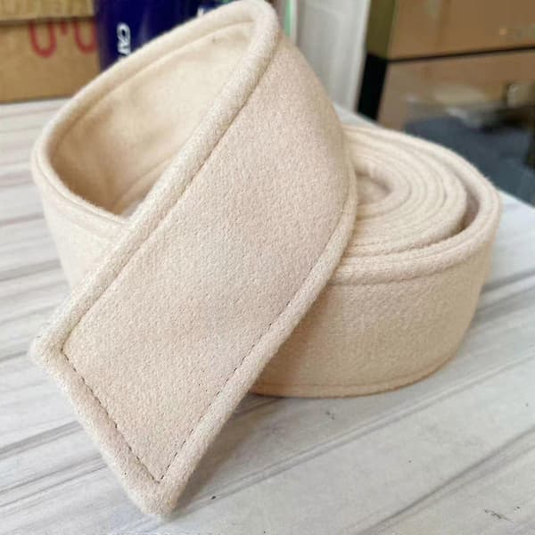 Mångsidigt kappbälte för kvinnor - ullen brett midjeband beige 180cmx5cm