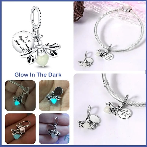 Charms Fit Pandora 925 Original Armband Chameleon Luminous Firefly Butterfly Silver 925 Charms Pärlor Fina DIY smycken PAC072