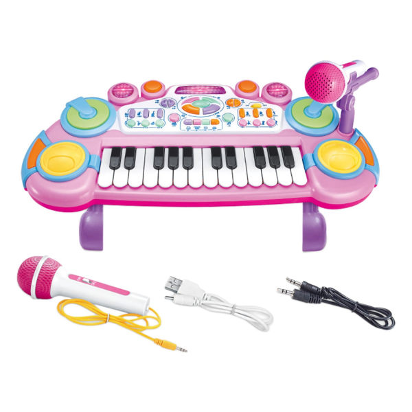 Piano Keyboard Leksaker Med Mikrofon Pedagogiska Leksaker För Barn Flickor Rosa Pink