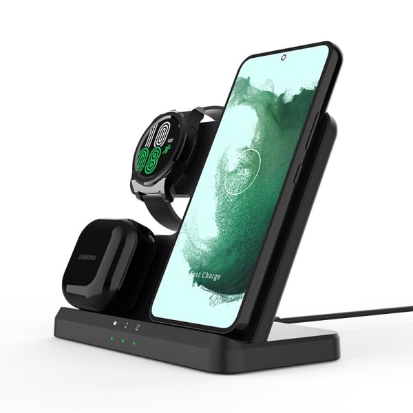 Trådlös laddningsstation 3-i-1 för iPhone, Samsung, AirPods och Apple Watch