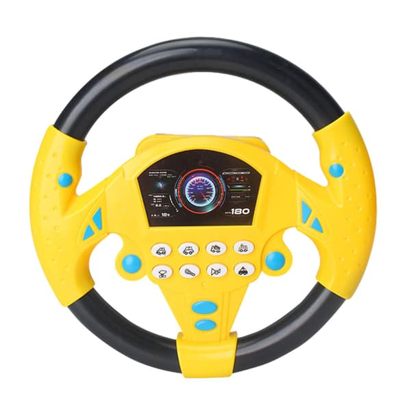 Simulaatio-auton ohjauspyörä imukupilla, monitoiminen ajolelu lapsille Yellow