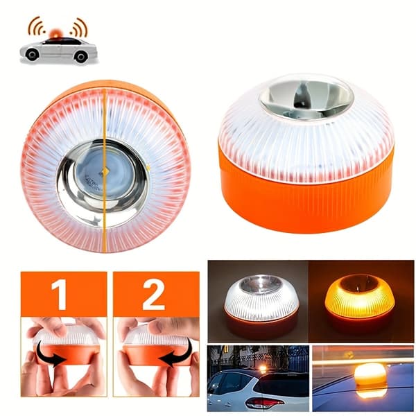 LED Bil Nødlys Magnetisk Batterifri Strobelys Sensor Varsellys 1pc