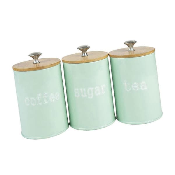 3-pack köksbehållare med lufttätt lock för matförvaring, förvara kaffe Green