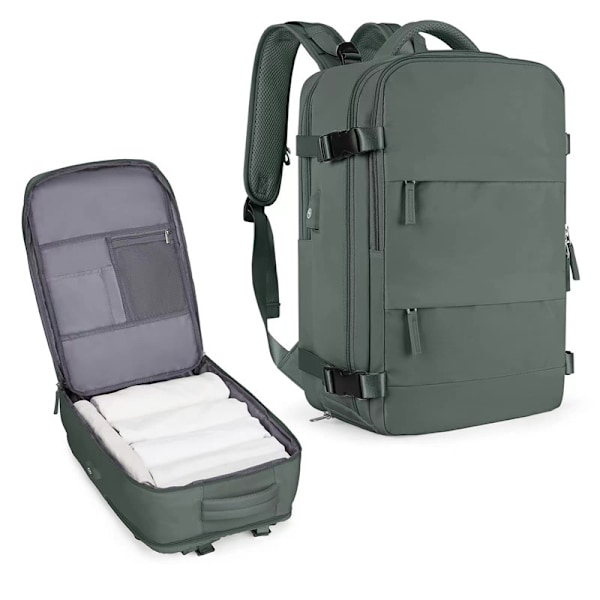 Reppu matkustamoon 40x20x25 Ryanairille, matkalaukku matkustamoon EasyJetille, käsimatkatavara lentokoneeseen, vaellusreppu ZP--vihreä
