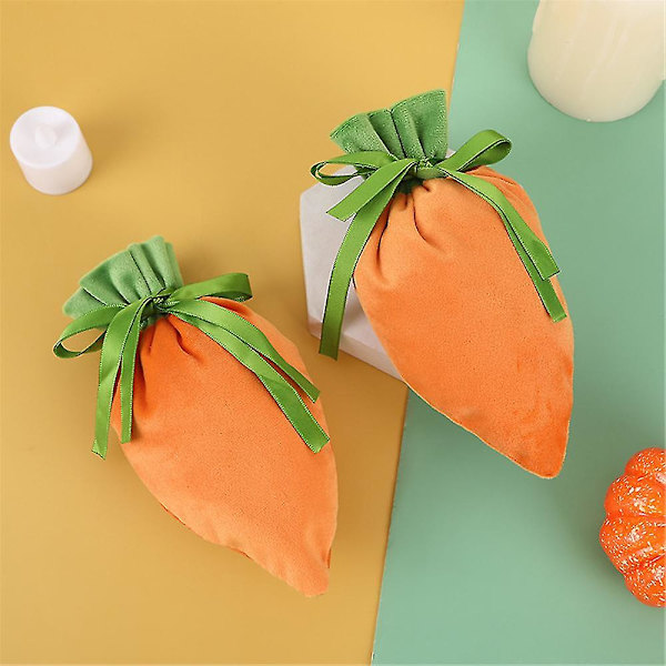 1/5 st Påsk Sammetspresentpåse Morot Sammet Smyckeskorg Godispåsar Med Dragsko För Festdekorationer Kakor Snacks Rabbit green 5pcs