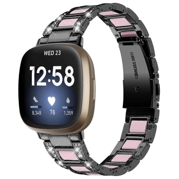 Kompatibel med Fitbit Versa 4 Urremme Multicolor Black/Pink