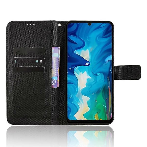 Timanttikuvioinen nahkainen puhelinkotelo Black For Doogee Note 59 / Note 59 Pro