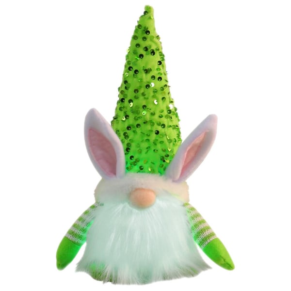 Påskharen Gnome Staty Lysande Kanin Gnome Figurine Gnome Dekoration Light Green