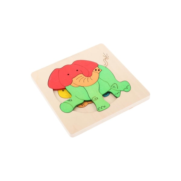 Djurmönster trä pussel Pedagogiska barns pedagogiska leksak elefant Colourful