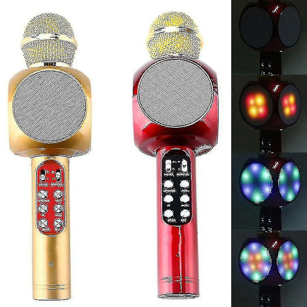 Professionell Bluetooth Trådlös Mikrofon Högtalare Handhållen Mikrofon Karaoke Mic Musikspelare