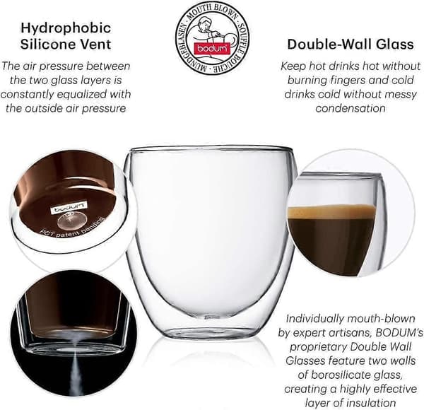 Dubbelväggiga Isolerade Glas Dricksglas 2-Delars Set 399 ml Kapacitet