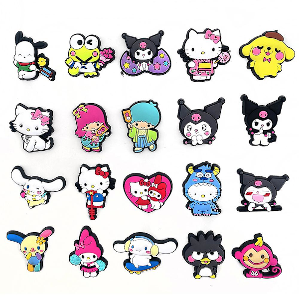 20 st Sanrio Skoberlocker Pins för Croc Clog Skor Dekoration för Kvinnor Barn Flickor