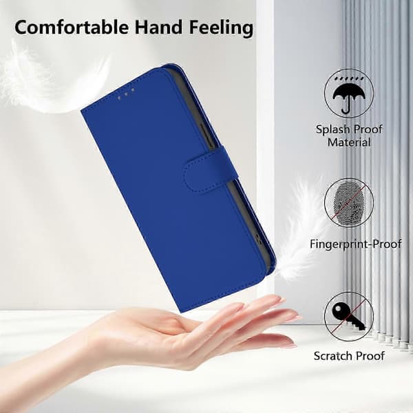 PU-deksel i solid farge for Redmi Note 14 Pro 5G / 14 Pro+ 5G Dark Blue