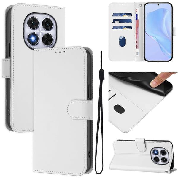 PU-deksel i solid farge for Redmi Note 14 Pro 5G / 14 Pro+ 5G White